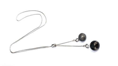 Lariat RVS ketting met 2 as in glaskralen